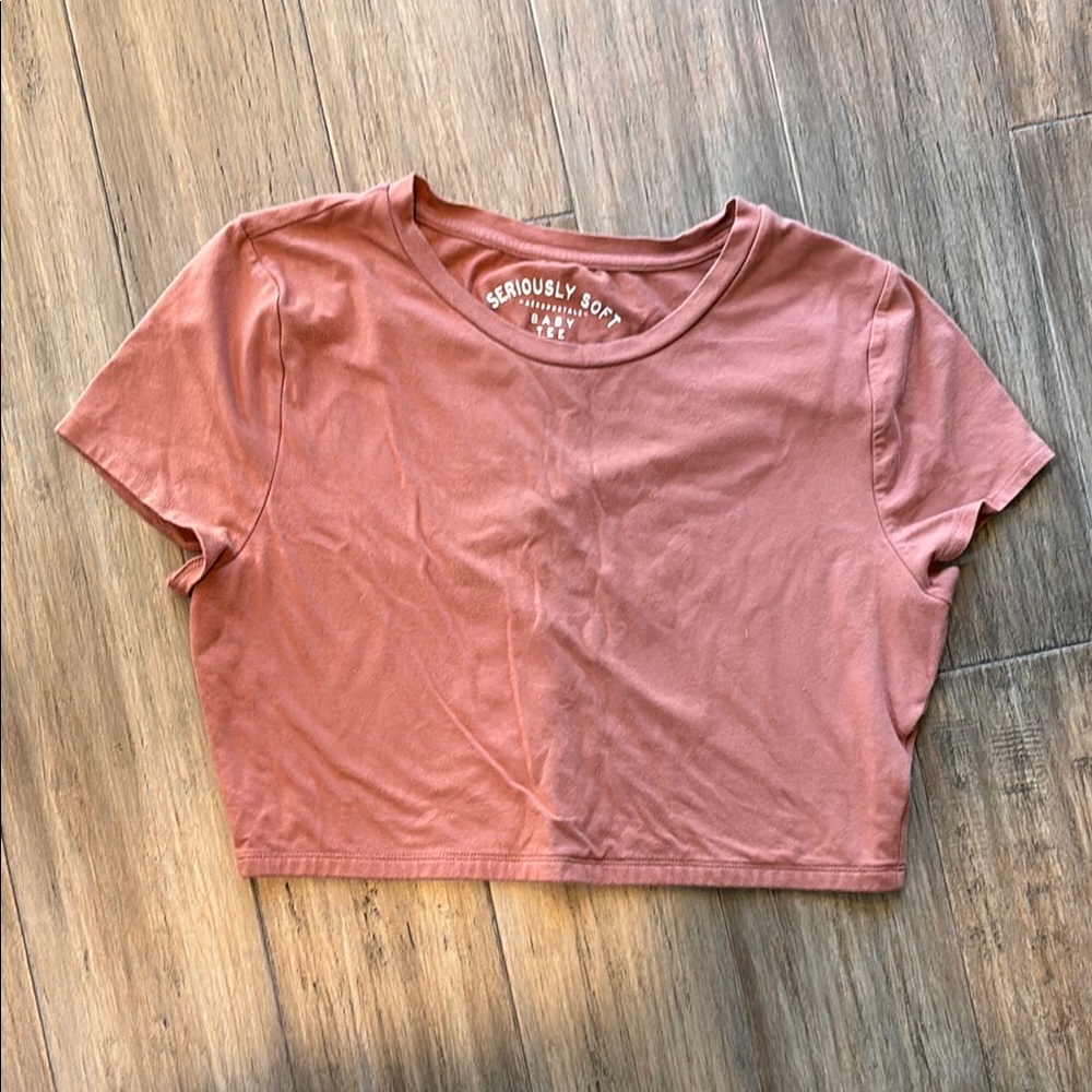 Pink Short Sleeve Crop T-Shirt Seriously Soft Aeropostale XL